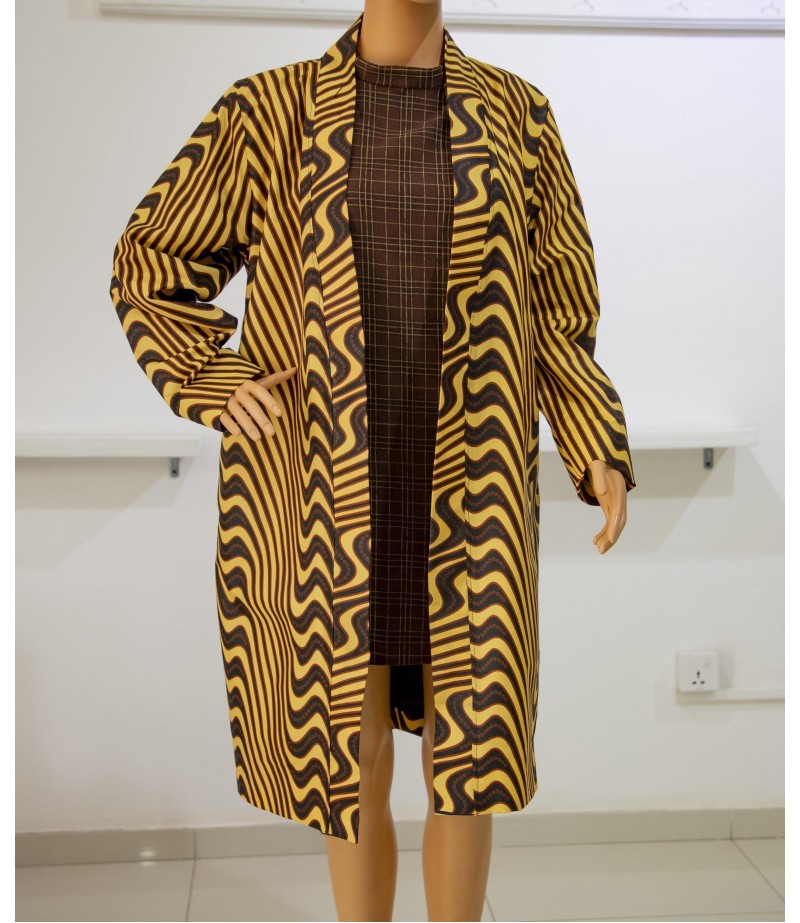 African print long sleeve kimono 